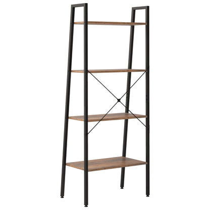 4-Tier Standing Shelf Dark Brown and Black 56x35x140 cm