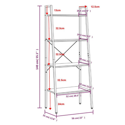 4-Tier Standing Shelf Dark Brown and Black 56x35x140 cm