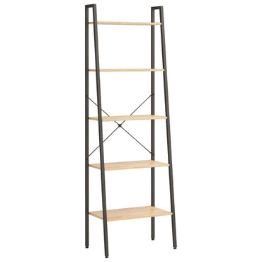 5-Tier Standing Shelf Light Brown and Black 56x35x174 cm