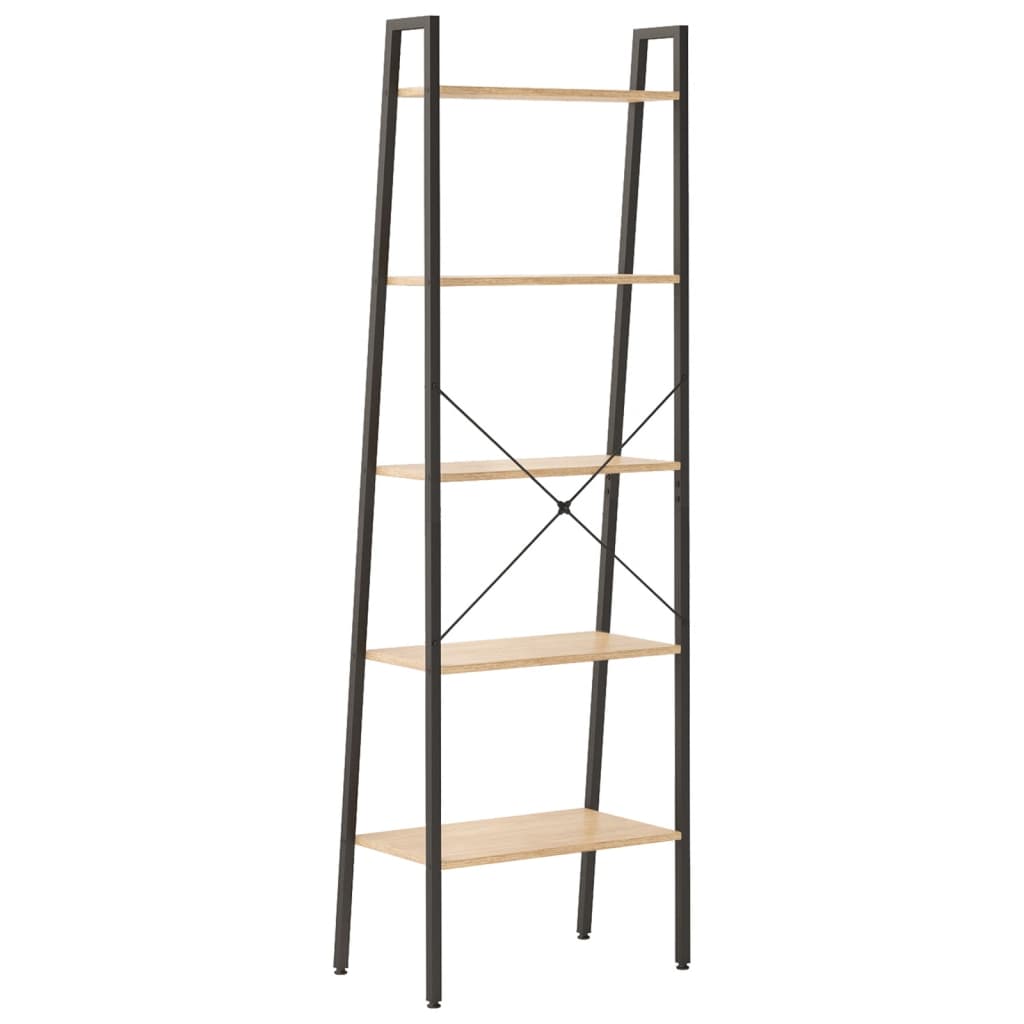 5-Tier Standing Shelf Light Brown and Black 56x35x174 cm