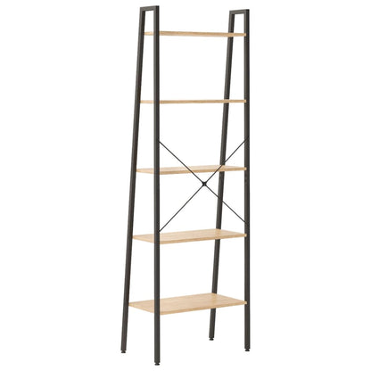 5-Tier Standing Shelf Light Brown and Black 56x35x174 cm