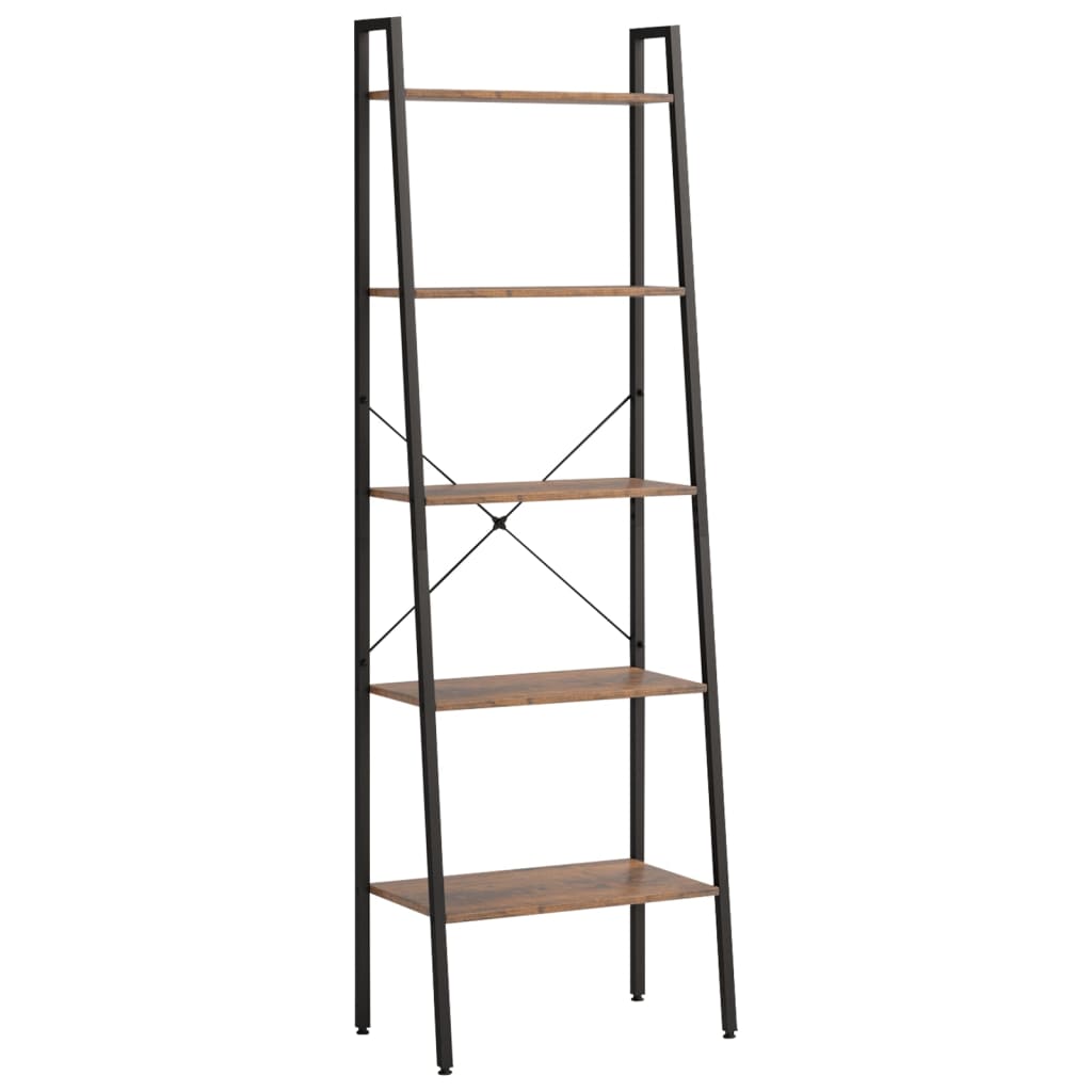 5-Tier Standing Shelf Dark Brown and Black 56x35x174 cm