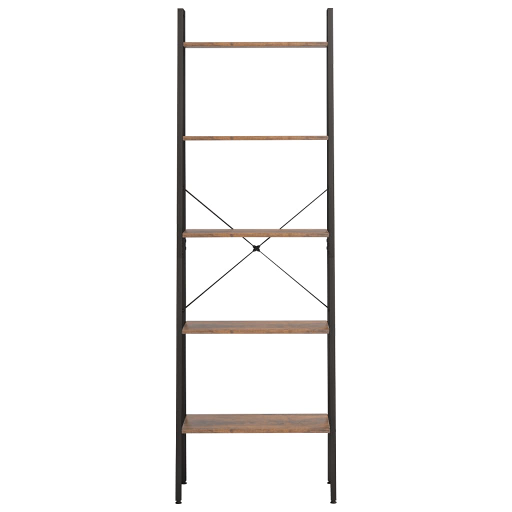 5-Tier Standing Shelf Dark Brown and Black 56x35x174 cm