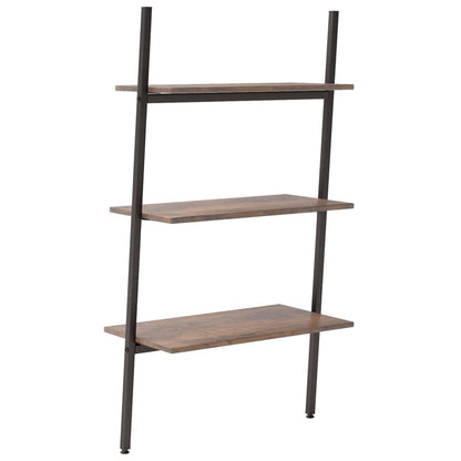 3-Tier Leaning Shelf Dark Brown and Black 64x34x116 cm