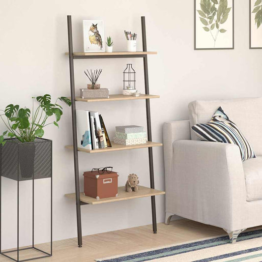 Leaning Shelf | Light brown and black | Engineered wood and steel