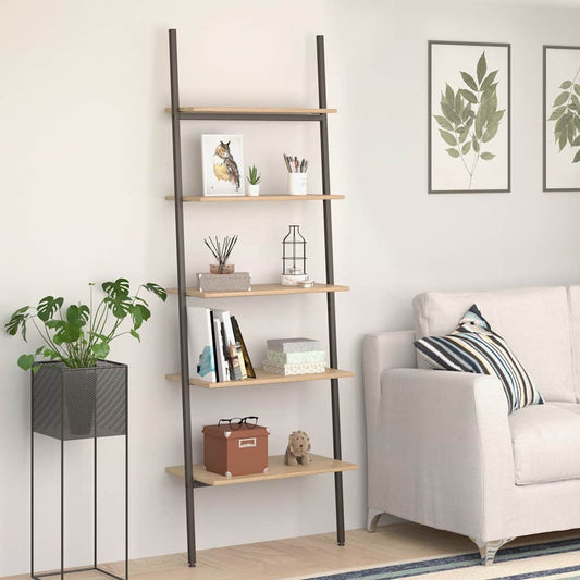 Leaning Shelf | Light brown and black | Engineered wood and steel