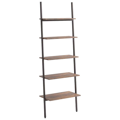 5-Tier Leaning Shelf Dark Brown and Black 64x34x185,5 cm