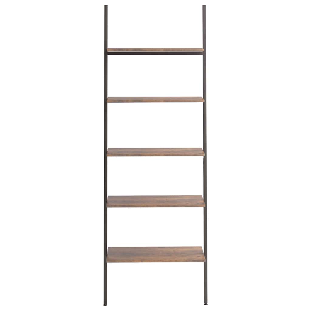 5-Tier Leaning Shelf Dark Brown and Black 64x34x185,5 cm