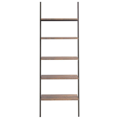 5-Tier Leaning Shelf Dark Brown and Black 64x34x185,5 cm