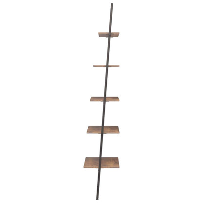 5-Tier Leaning Shelf Dark Brown and Black 64x34x185,5 cm