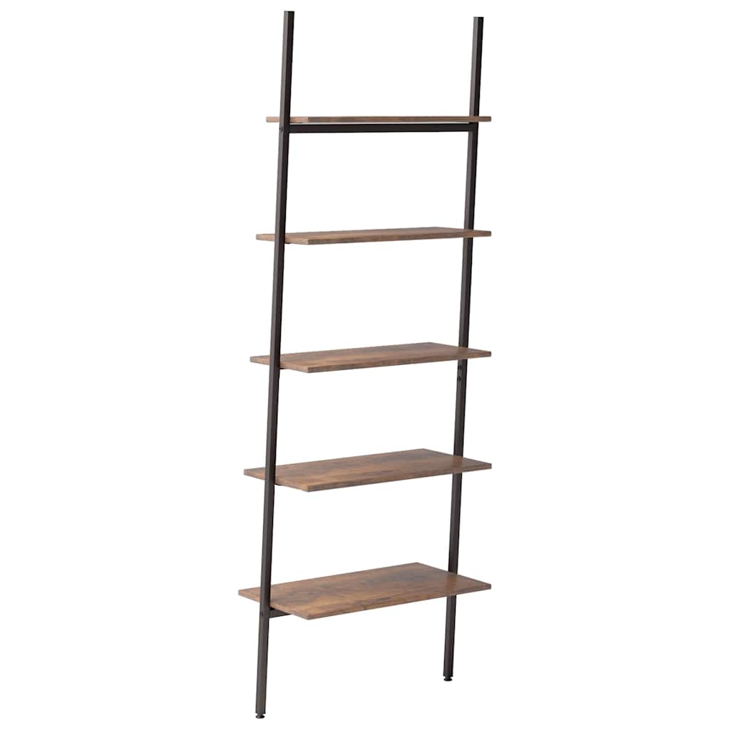 5-Tier Leaning Shelf Dark Brown and Black 64x34x185,5 cm