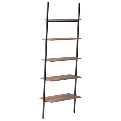 5-Tier Leaning Shelf Dark Brown and Black 64x34x185,5 cm