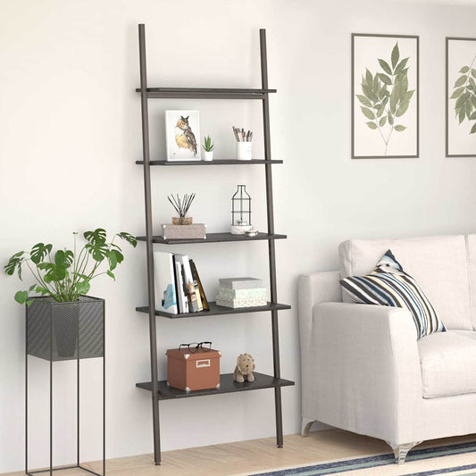 Leaning Shelf | Black | Engineered wood, steel | 5-Tier