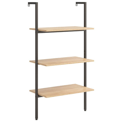 3-Tier Leaning Shelf Light Brown and Black 64x35x120,5 cm