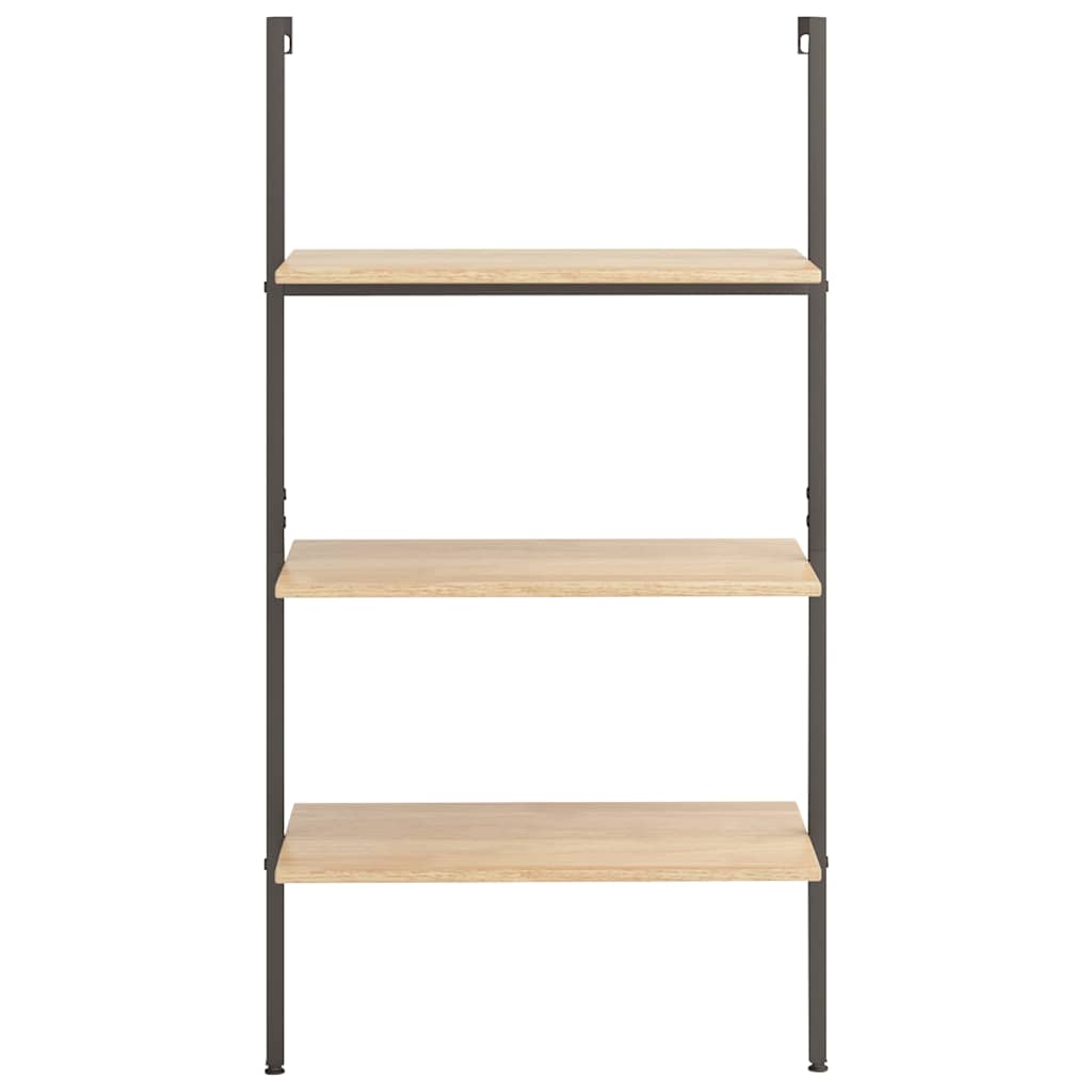 3-Tier Leaning Shelf Light Brown and Black 64x35x120,5 cm