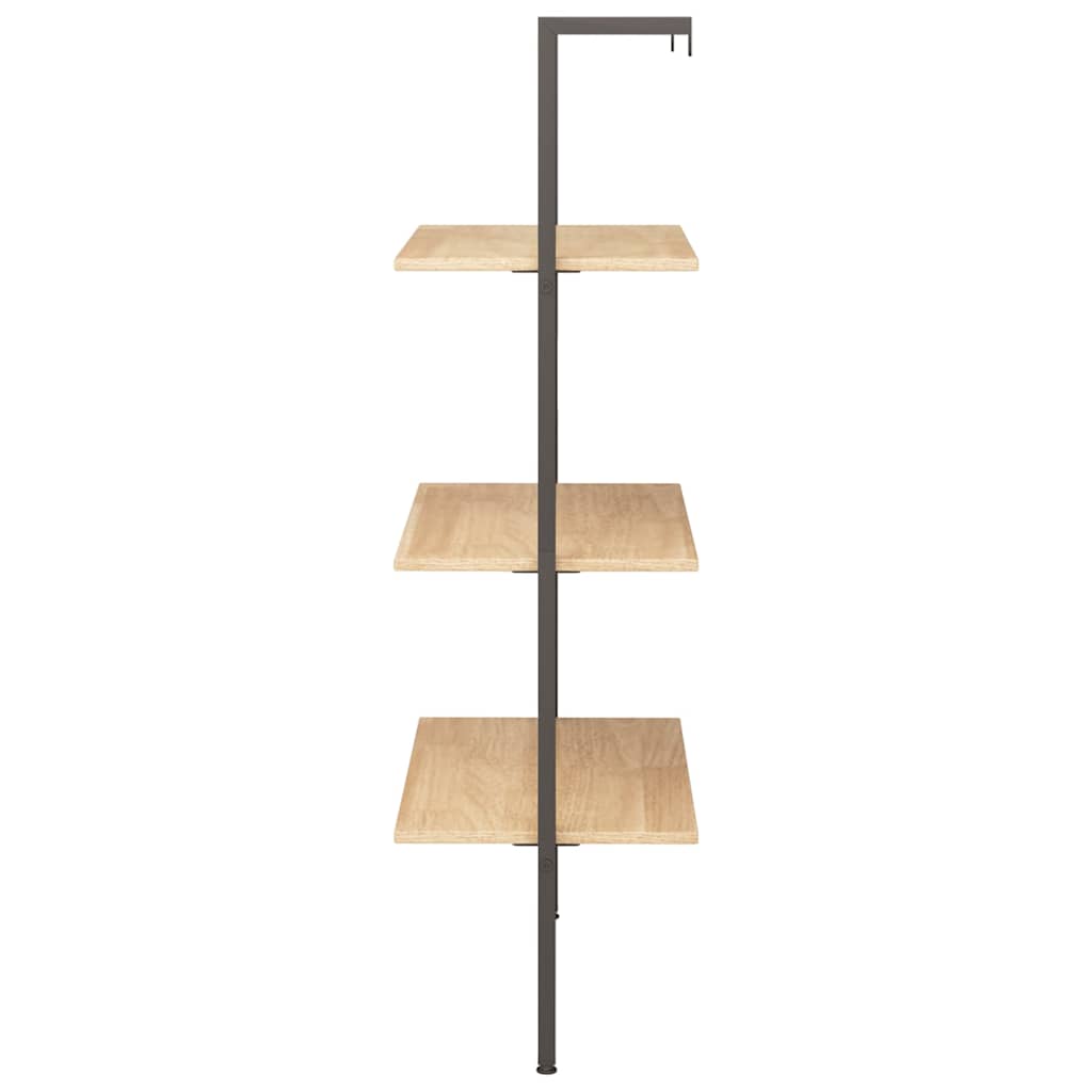 3-Tier Leaning Shelf Light Brown and Black 64x35x120,5 cm