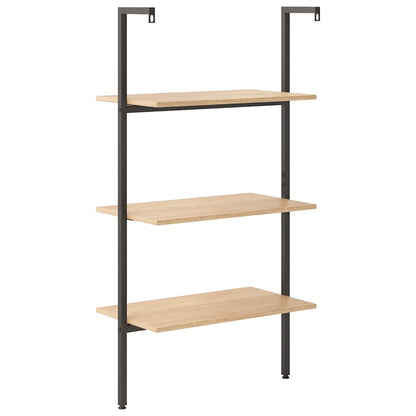 3-Tier Leaning Shelf Light Brown and Black 64x35x120,5 cm