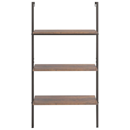 3-Tier Leaning Shelf Dark Brown and Black 64x35x120.5 cm