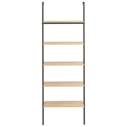 5-Tier Leaning Shelf Light Brown and Black 64x35x185 cm