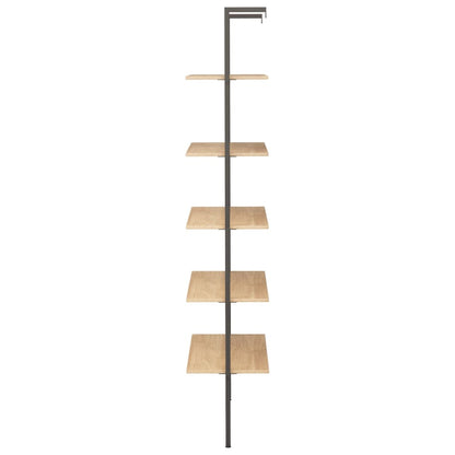 5-Tier Leaning Shelf Light Brown and Black 64x35x185 cm