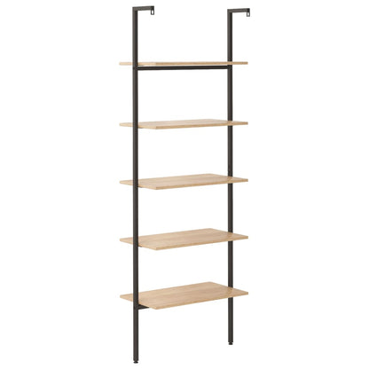 5-Tier Leaning Shelf Light Brown and Black 64x35x185 cm