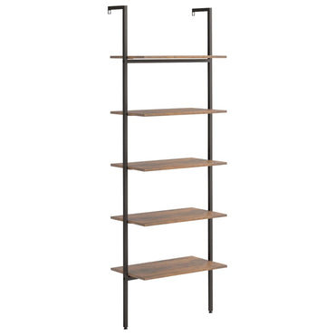 5-Tier Leaning Shelf Dark Brown and Black 64x35x185 cm