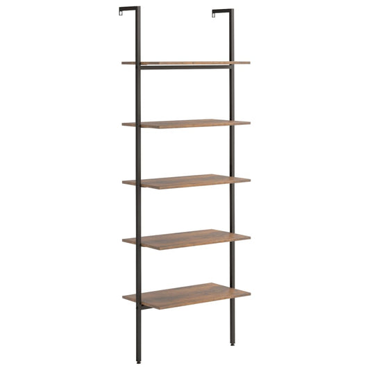 Leaning Shelf | Dark Brown and Black | Engineered Wood, Steel | Medium