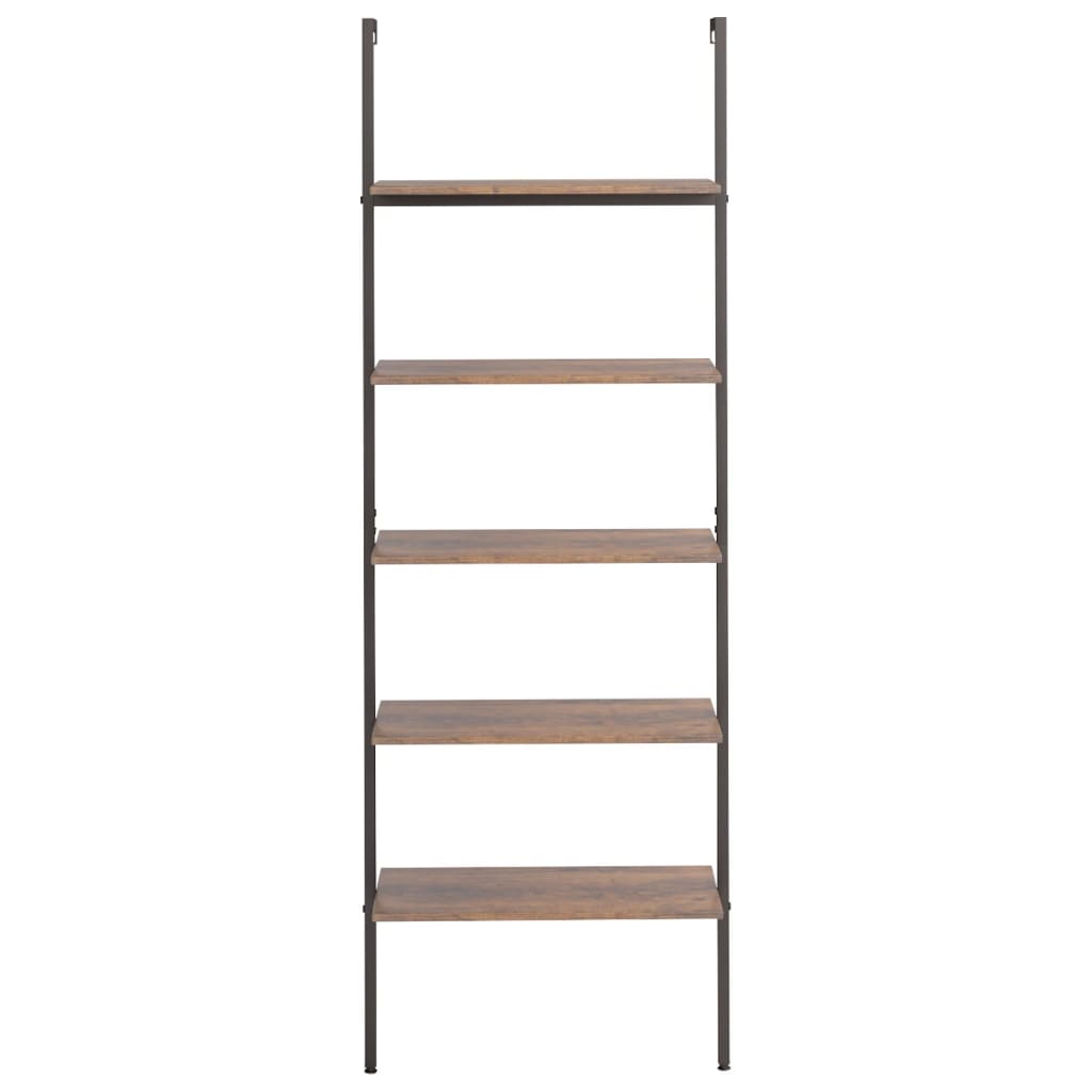 5-Tier Leaning Shelf Dark Brown and Black 64x35x185 cm