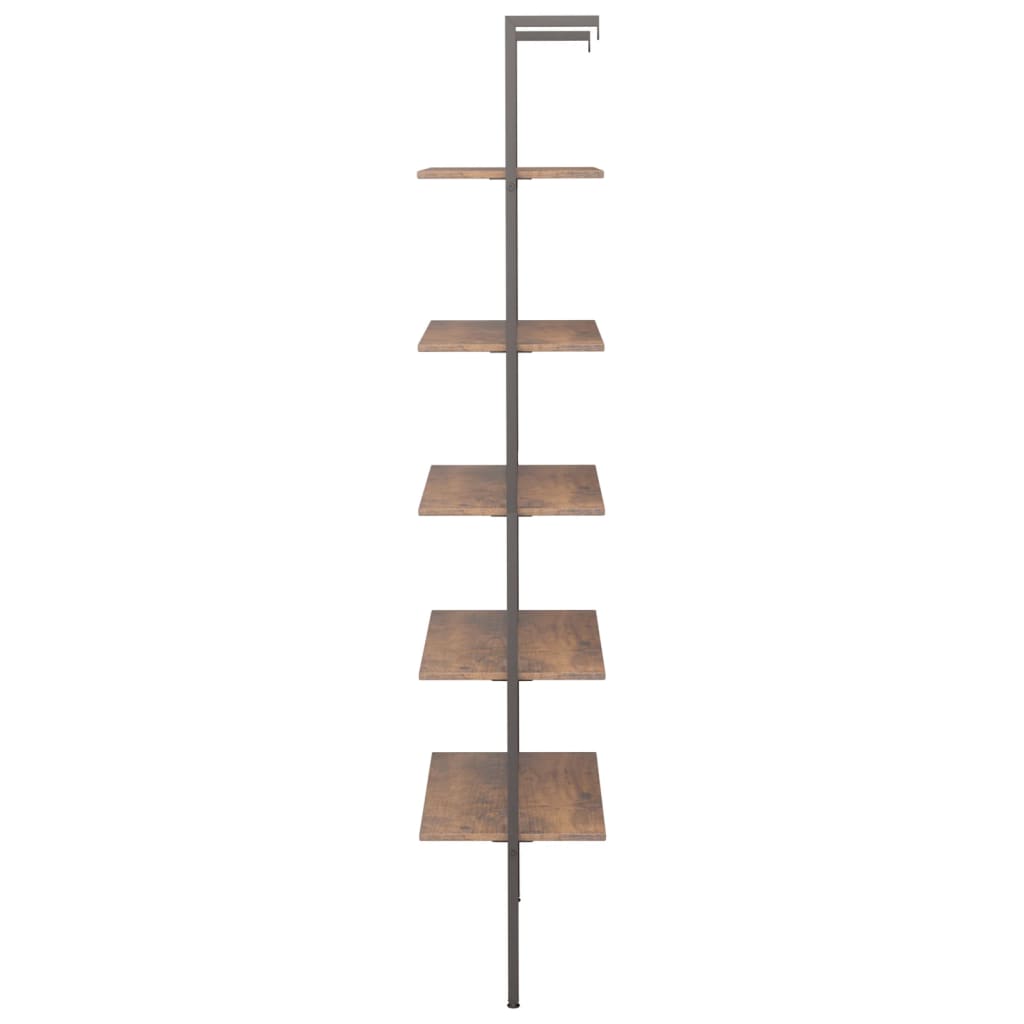 5-Tier Leaning Shelf Dark Brown and Black 64x35x185 cm