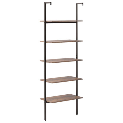 5-Tier Leaning Shelf Dark Brown and Black 64x35x185 cm