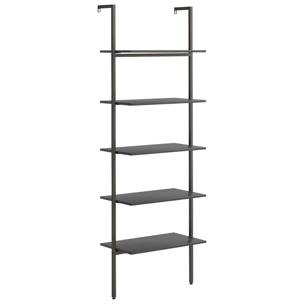 5-Tier Leaning Shelf Black 64x35x185 cm