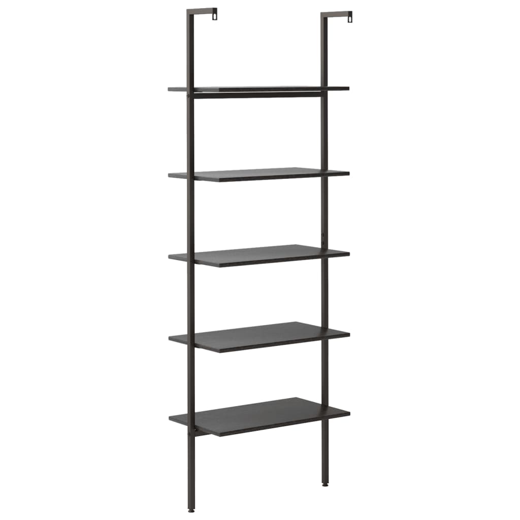 5-Tier Leaning Shelf Black 64x35x185 cm