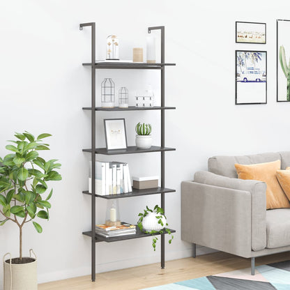 5-Tier Leaning Shelf Black 64x35x185 cm