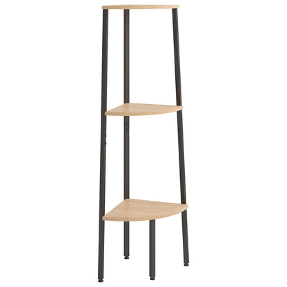 336388 vidaXL 3-Tier Corner Shelf Light Brown and Black 45,5x31,5x120 cm