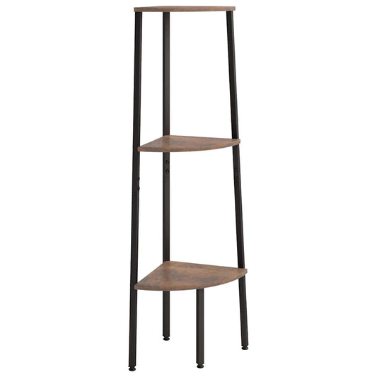 3-Tier Corner Shelf Dark Brown and Black 45.5x31.5x120 cm