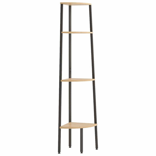 Corner Shelf | Light brown and black | Engineered wood, steel | 4-Tier