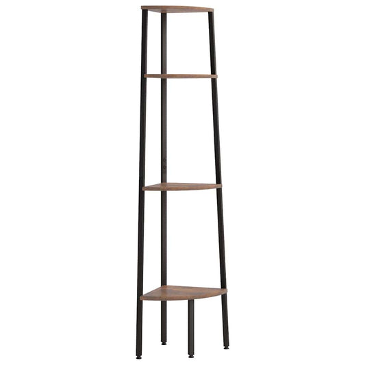 Corner Shelf | Dark Brown and Black | Engineered Wood, Steel