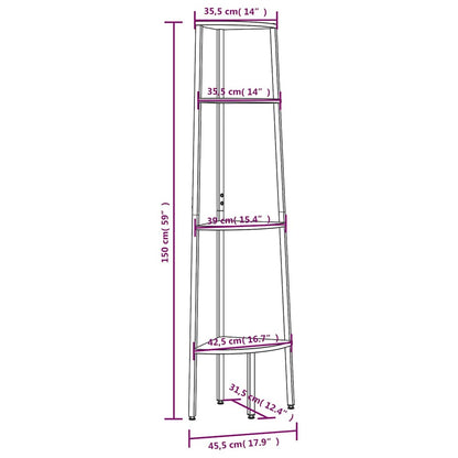 4-Tier Corner Shelf Dark Brown and Black 45.5x31.5x150 cm