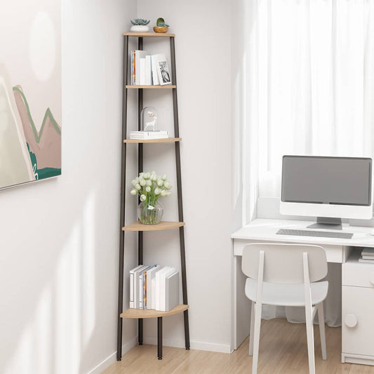 Corner Shelf | Light brown and black | Engineered wood, steel | Medium