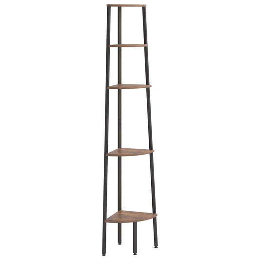 Corner Shelf | Dark Brown and Black | Engineered wood and steel | Large