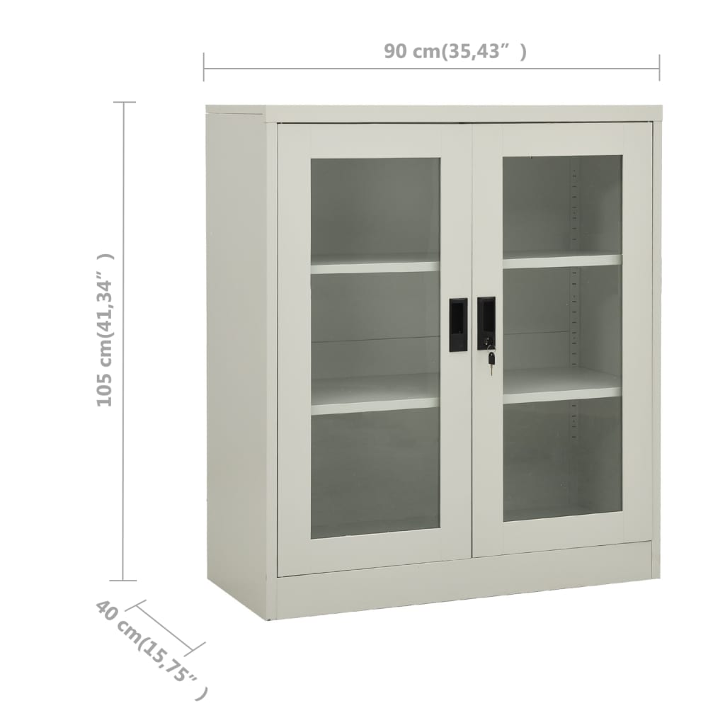 Office Cabinet Light Gray 35.4"x15.7"x41.3" Steel