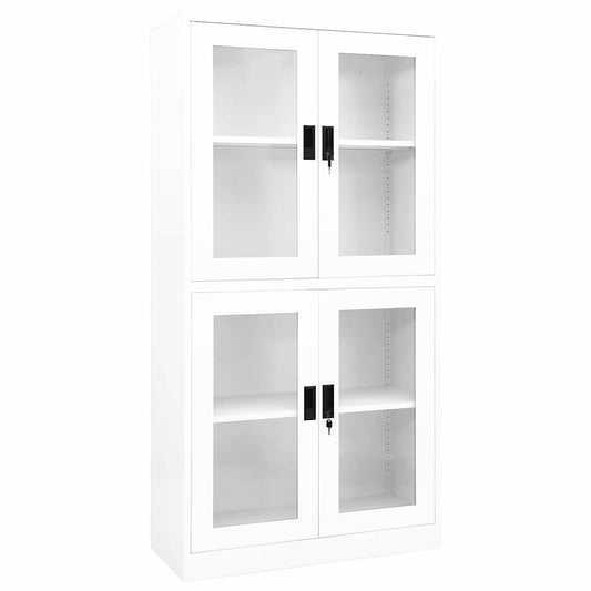 Office Cabinet | White | Steel, Tempered Glass | Medium | Office Cabinet