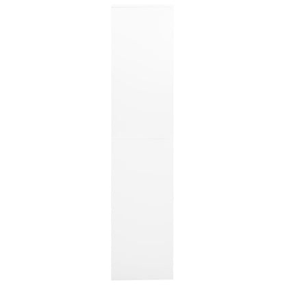 Office Cabinet White 90x40x180 cm Steel and Tempered Glass