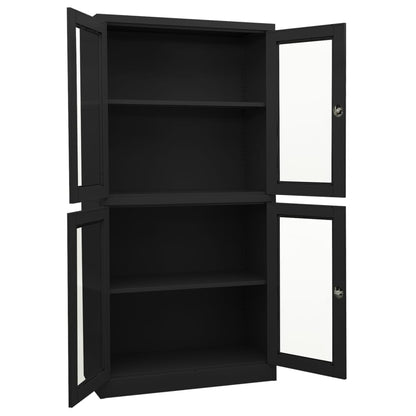 Office Cabinet Anthracite 90x40x180 cm Steel and Tempered Glass