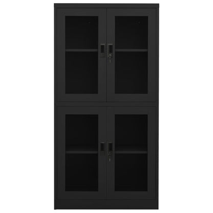 Office Cabinet Anthracite 90x40x180 cm Steel and Tempered Glass