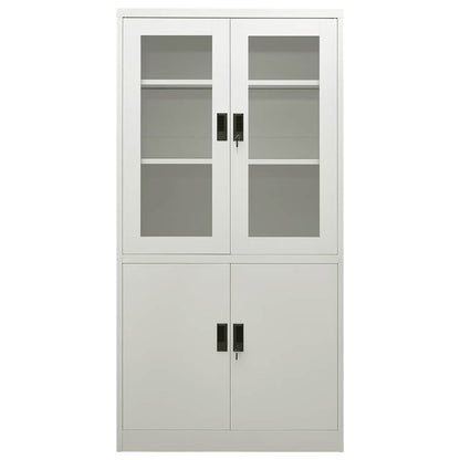 Office Cabinet | Light grey | Steel, tempered glass | 90x40x180 cm