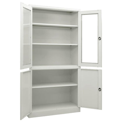 Office Cabinet | Light grey | Steel, tempered glass | 90x40x180 cm