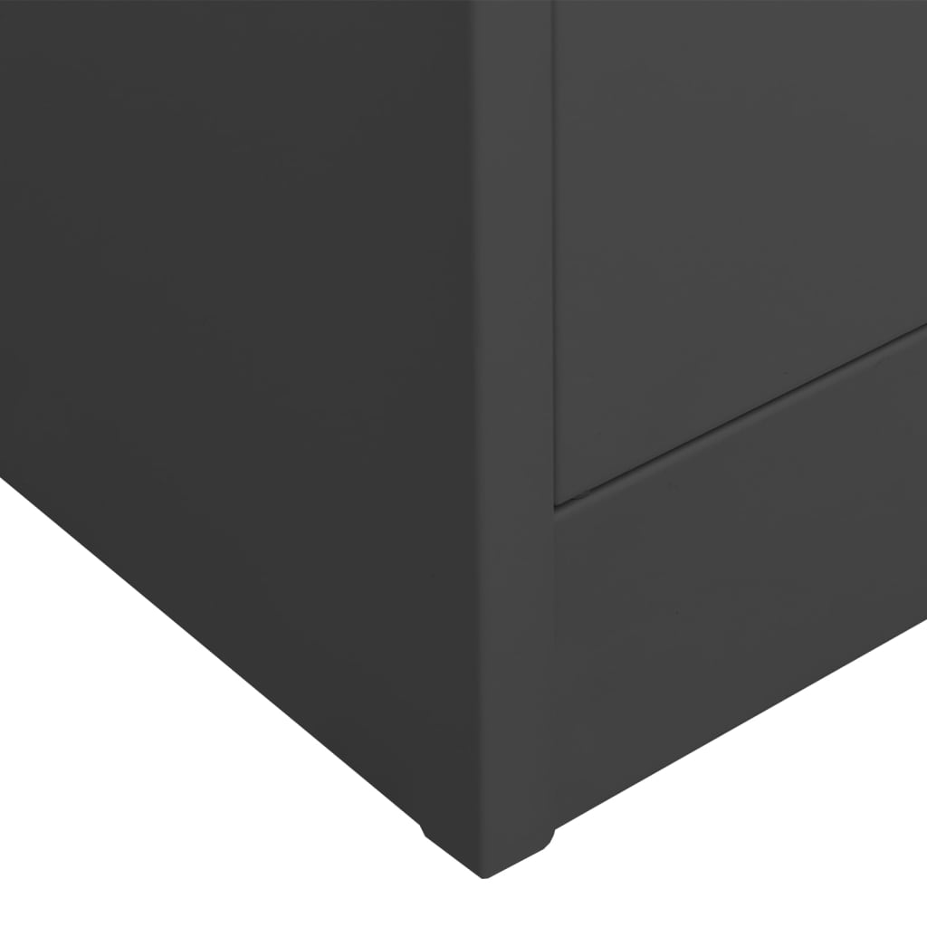 Office Cabinet Anthracite Steel, tempered glass Large