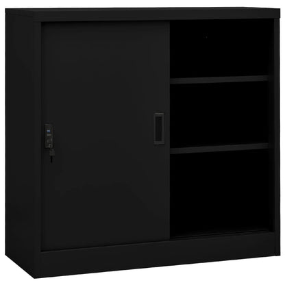 Office Cabinet | Black | Steel | 90x40x90 cm | Filing Cabinet