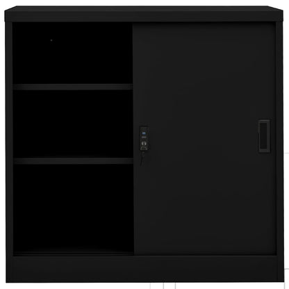 Office Cabinet | Black | Steel | 90x40x90 cm | Filing Cabinet
